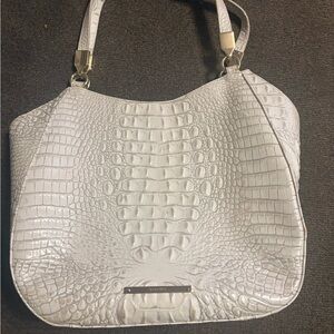 Brahmin Ivory Croc-Embossed Shoulder Bag